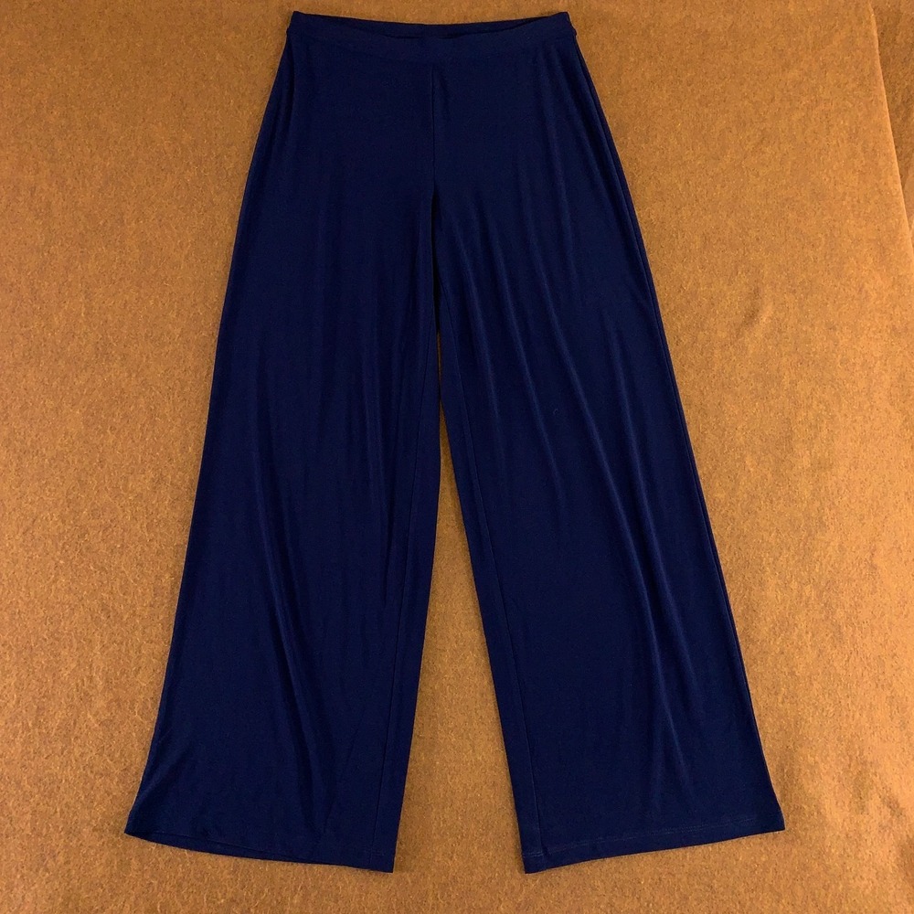 Dennis Basso Womnens Size Small Navy Blue Italia Knit Pull On Wide Leg Pant New